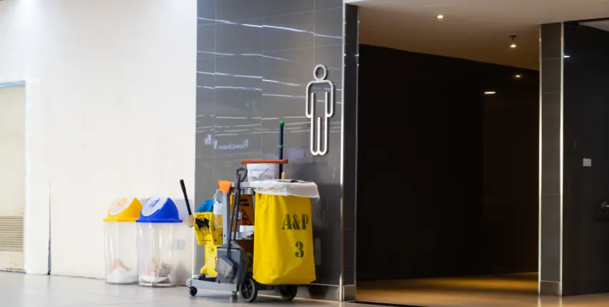 Commercial janitorial equipment inside a professionally maintained facility